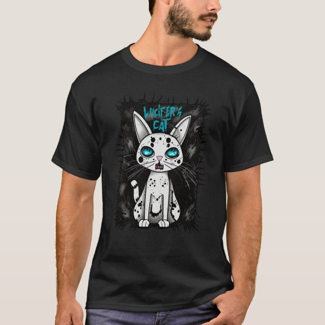 T-shirt Lucifer Cat Satan Kitten (Devant)