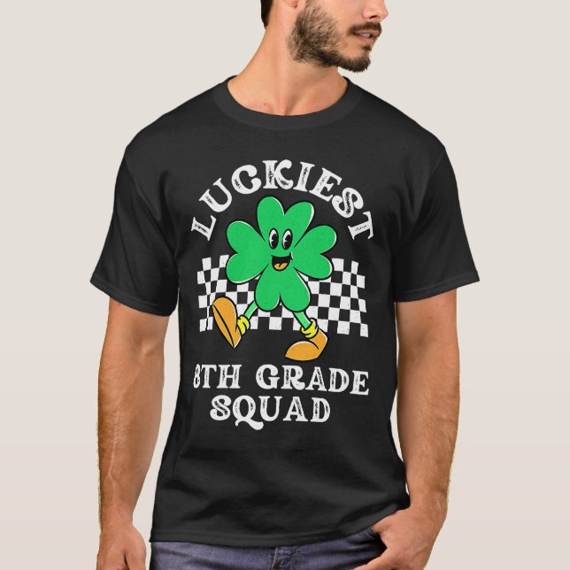 T-shirt Luckiest 8e grade Squad Shamrock Kid St Patrick D (Devant)