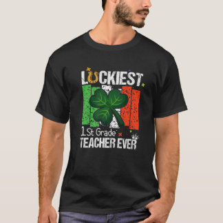 T-shirt Luckiest enseignant de 1ère année jamais Cool Rain