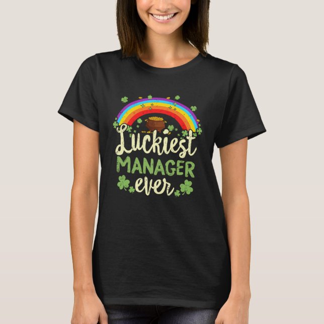 T-shirt Luckiest Manager Ever St Patricks Day Rainbow Men  (Devant)
