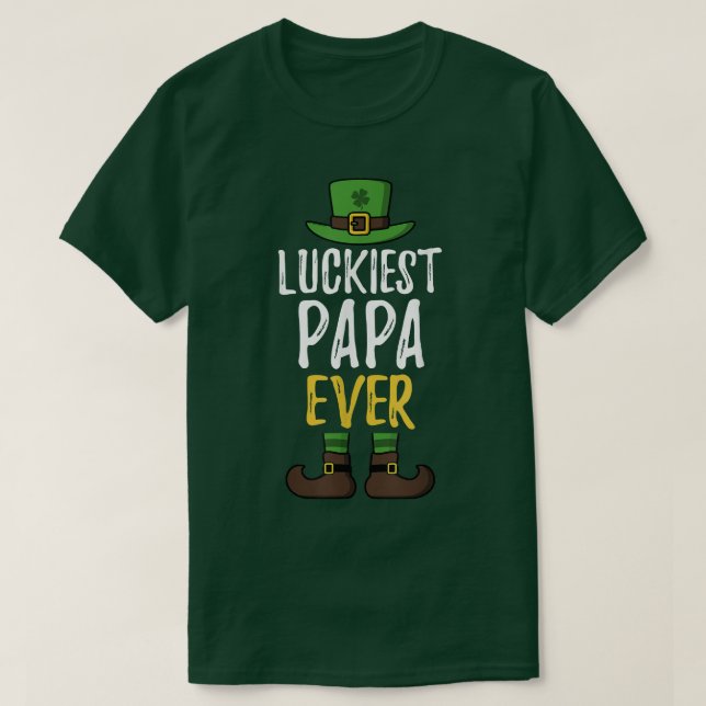 T-shirt Luckiest Papa Ever Leprechaun St  (Design devant)