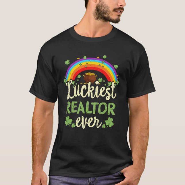 T-shirt Luckiest Realtor Ever St Patricks Day Rainbow Men  (Devant)