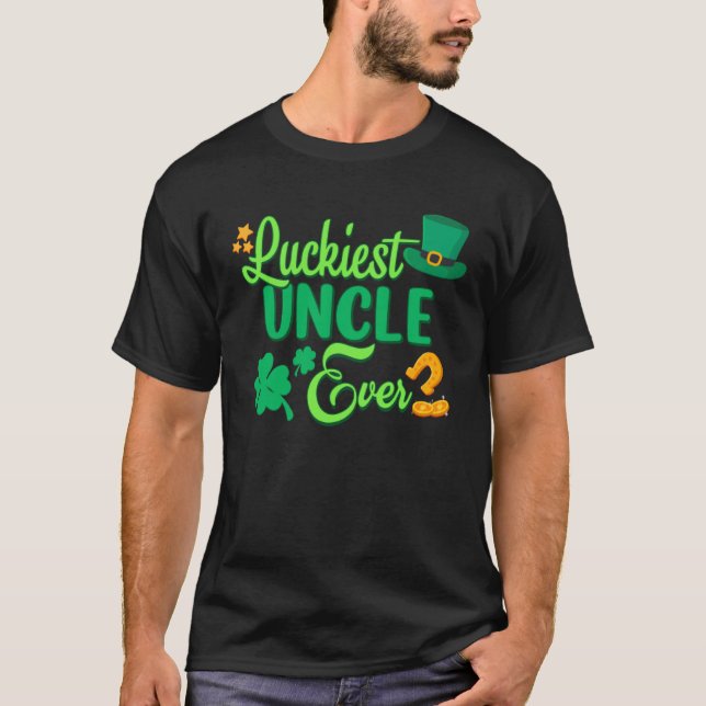 T-shirt Luckiest Uncle Ever St Patricks Day Cute Men (Devant)
