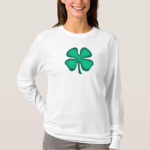 T-shirt Lucky 4 Leaf Irlandais Clover femmes blanc long ch