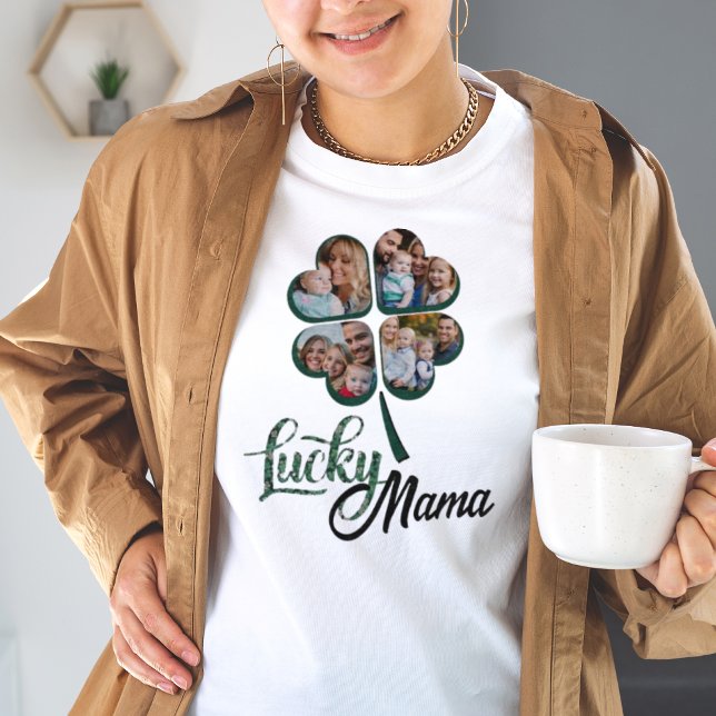 T-shirt Lucky Ajouter votre propre photo 4 feuilles de trè (Créateur téléchargé)