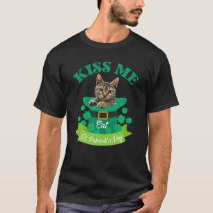 T-shirt Lucky Amoureux des chats St Patrick's Day Kiss Me 