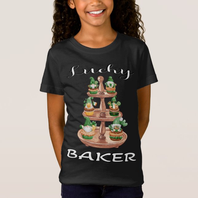 T-Shirt Lucky Baker Gnomes Cupcakes Conception Symboles Ir (Devant)