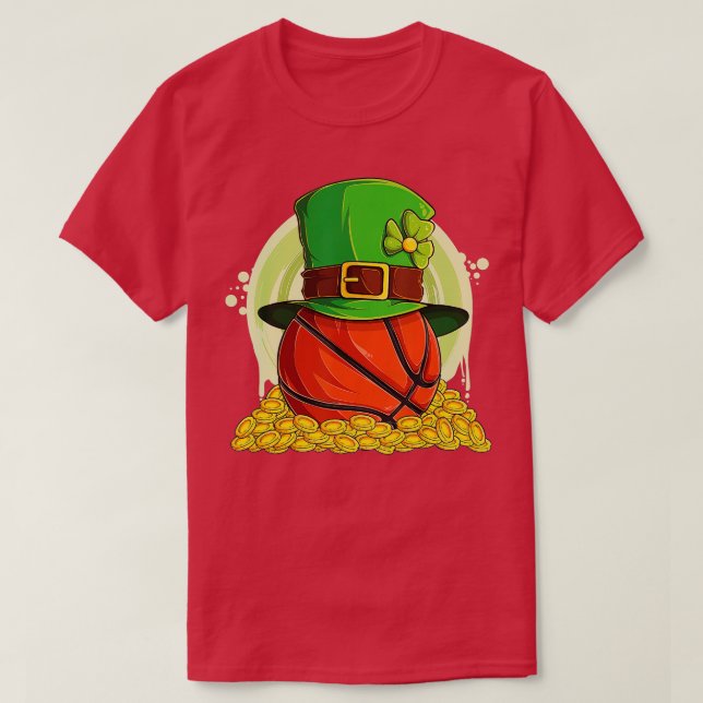 T-shirt Lucky Basketball Leprechaun Casquette Pile Golden  (Design devant)