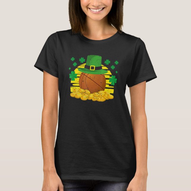 T-shirt Lucky Basketball Leprechaun Hat Golden Clover Sham (Devant)