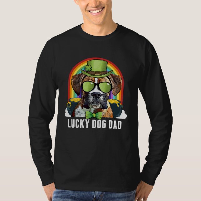 T-shirt Lucky Boxer Dog Dad St Patricks Day (Devant)