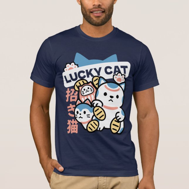 T-shirt Lucky Cat Art – Maneki Neko with Gold Coin (Devant)