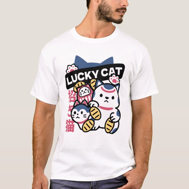T-shirt Lucky Cat Maneki Neko – Japanese Fortune Cat  (Devant)