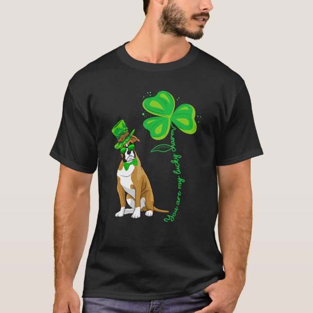 T-shirt Lucky Charm Boxer Chien Jour de la Saint Patrick (Devant)