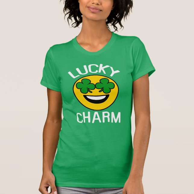 T-shirt Lucky Charm Emoji Shamrock Jour de la Saint Patric (Devant)