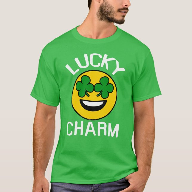 T-shirt Lucky Charm Emoji Shamrock Jour de la Saint Patric (Devant)