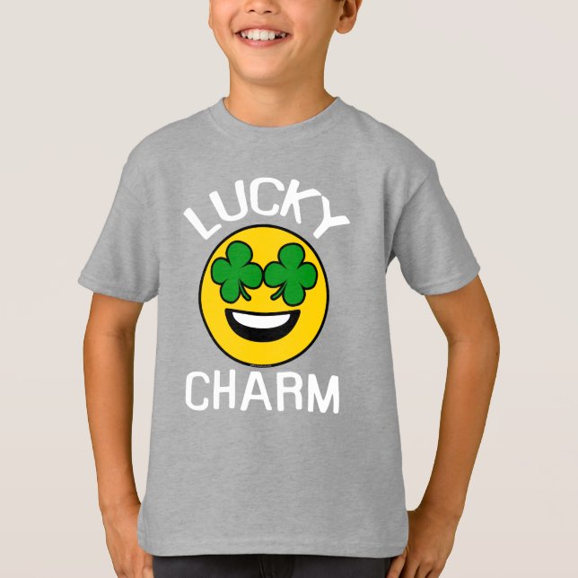 T-shirt Lucky Charm Emoji Shamrock Jour de la Saint Patric (Devant)