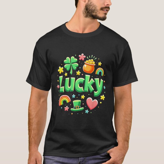T-shirt Lucky Charm Patricks Day Pot Of Gold Irish Shamroc (Devant)