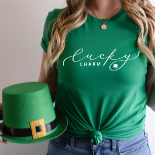 T-shirt Lucky Charm St. Patrick's Day Cute White Script