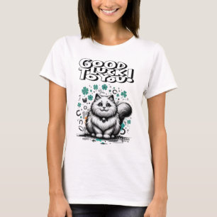 T-shirt Lucky Chat Femmes Blanc