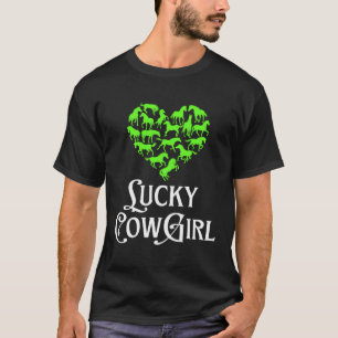 T-shirt Lucky Cowgirl Horse Girl St Paddy's Day Green Hear