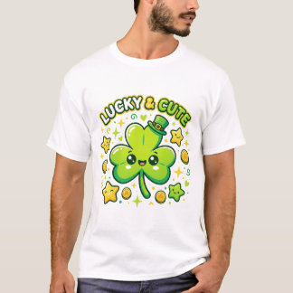 T-shirt Lucky & Cute Shamrock Kawaii Design