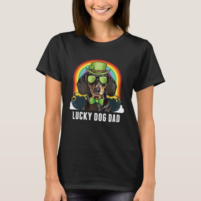 T-shirt Lucky Dachshund Dog Dad St Patricks Day (Devant)