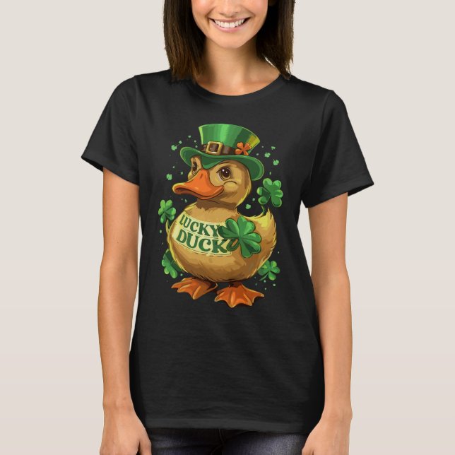 T-shirt Lucky Duck Shamrock Funny Jour de la Saint Patrick (Devant)