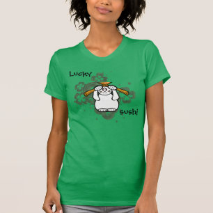 T-shirt Lucky Four Leaf Clover Sushi-cat chanceux maneki n