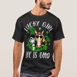 T-shirt Lucky Girl Life Is Good, St Patrick's Day, Cheval