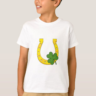 T-shirt Lucky Golden Horseshoe avec Shamrock en blanc