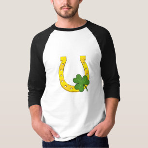 T-shirt Lucky Golden Horseshoe avec Shamrock en blanc