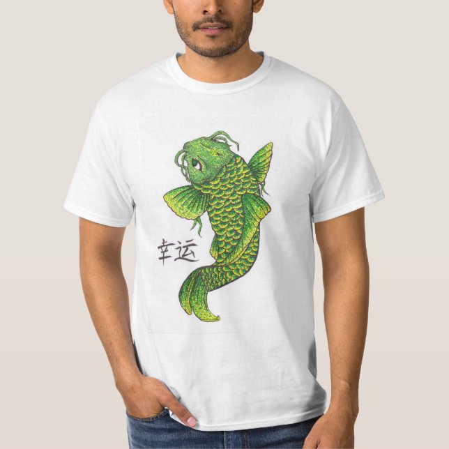 T-shirt Lucky Green Koi Poisson Carpe (Devant)