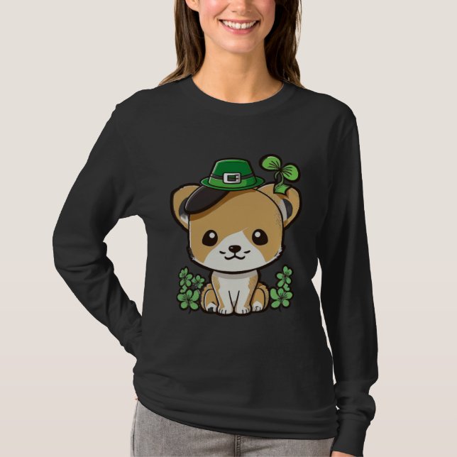 T-shirt Lucky Green Proud Irish St Patricks Day Cat 1 (Devant)