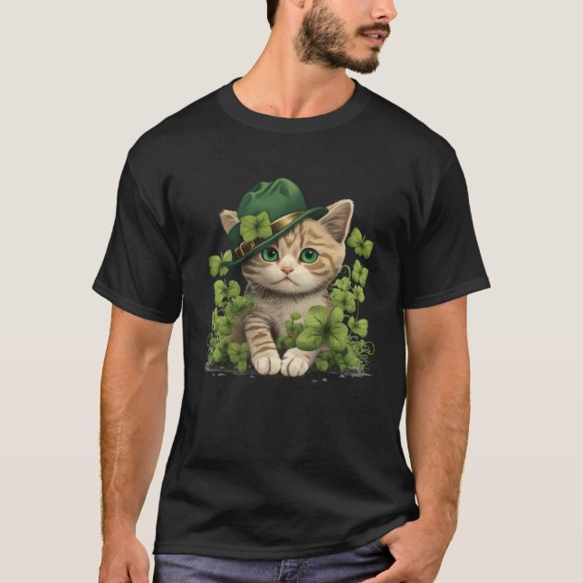 T-shirt Lucky Green Proud Irish St Patricks Day Cat  1 (Devant)