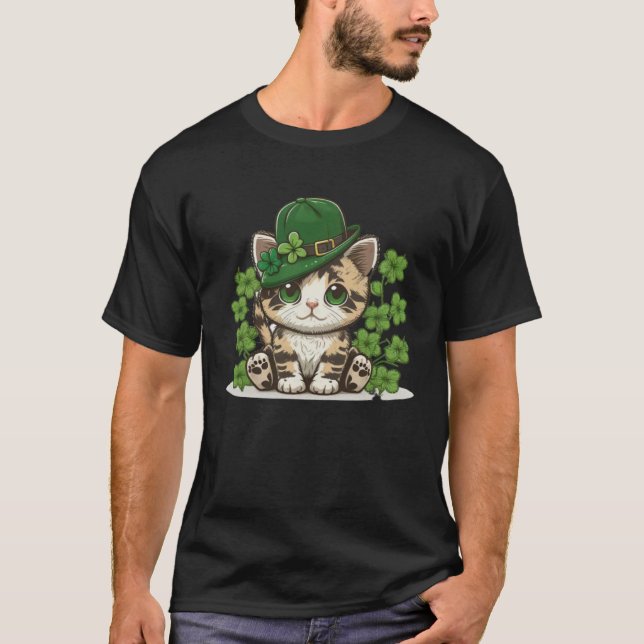 T-shirt Lucky Green Proud Irish St Patricks Day Cat 2 (Devant)