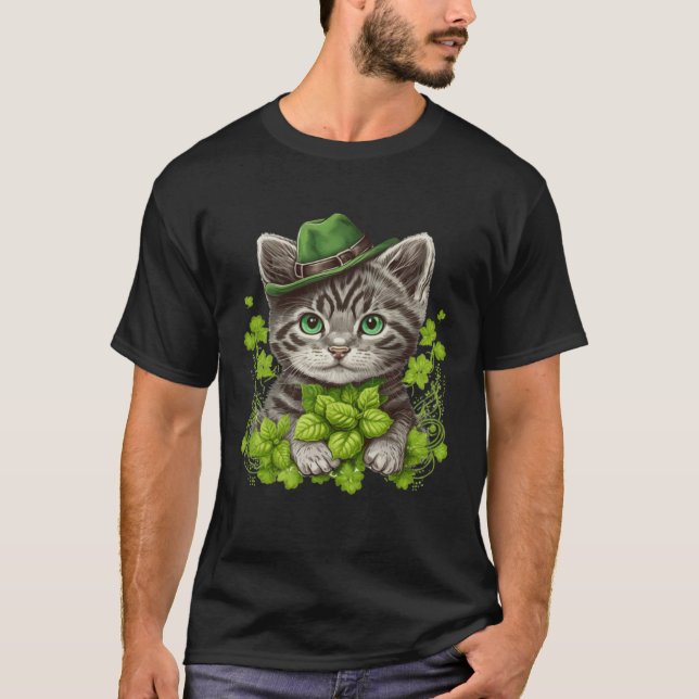T-shirt Lucky Green Proud Irish St Patricks Day Cat  3 (Devant)