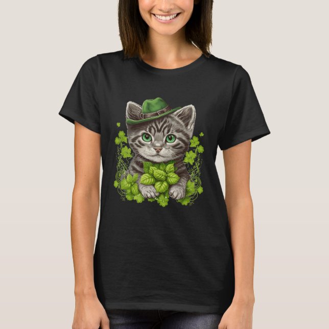 T-shirt Lucky Green Proud Irish St Patricks Day Cat  3 (Devant)