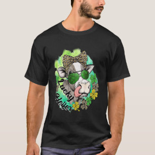 T-shirt Lucky Heifer Cow Green Empreinte de léopard Bow St