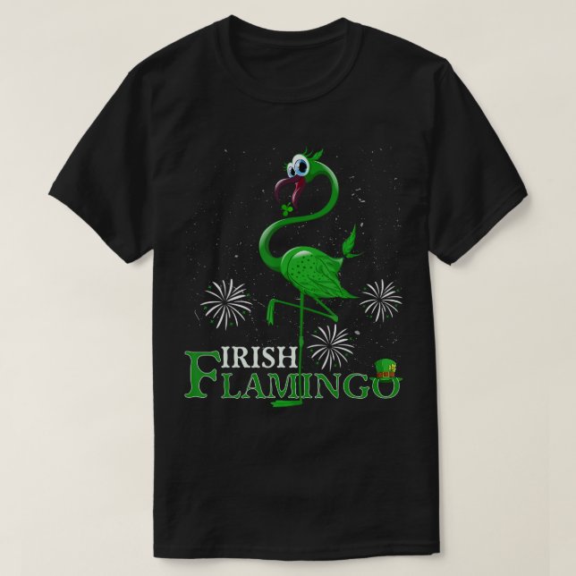 T-shirt Lucky Irish Flamant rose Green Saint Patrick Day 2 (Design devant)
