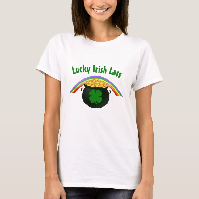 T-shirt Lucky Irish Lass St Patrick's Day (Devant)