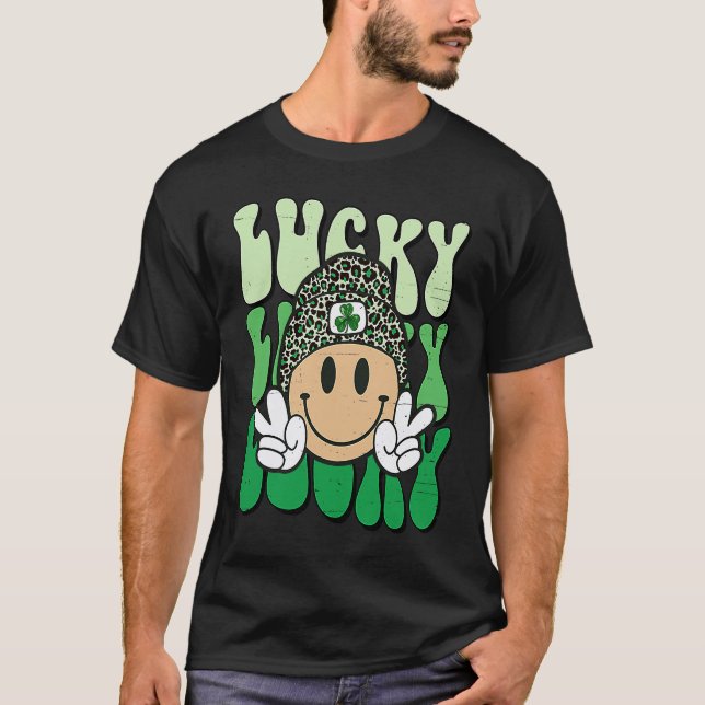 T-shirt Lucky Leopard Smile Face Meme  St Patricks Day Wom (Devant)