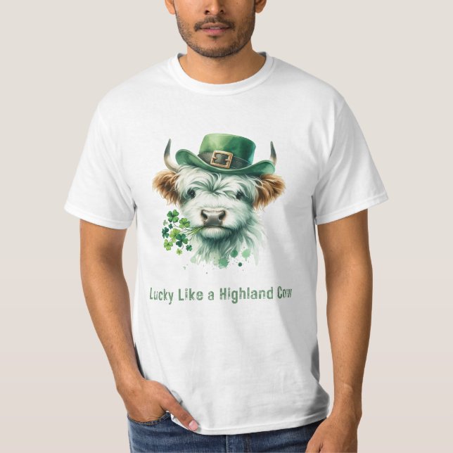 T-shirt Lucky Like a Highland Cow - St. Patrick’s Day Desi (Devant)