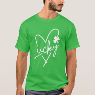 T-shirt Lucky Love Coeur Shamrock Clover Femmes Vert