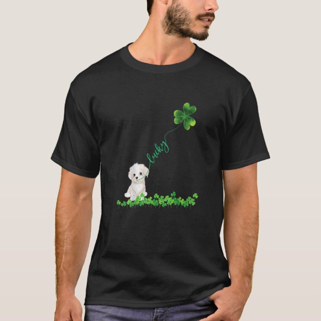 T-shirt Lucky Maltese Chien Shamrock St Patrick Day (Devant)