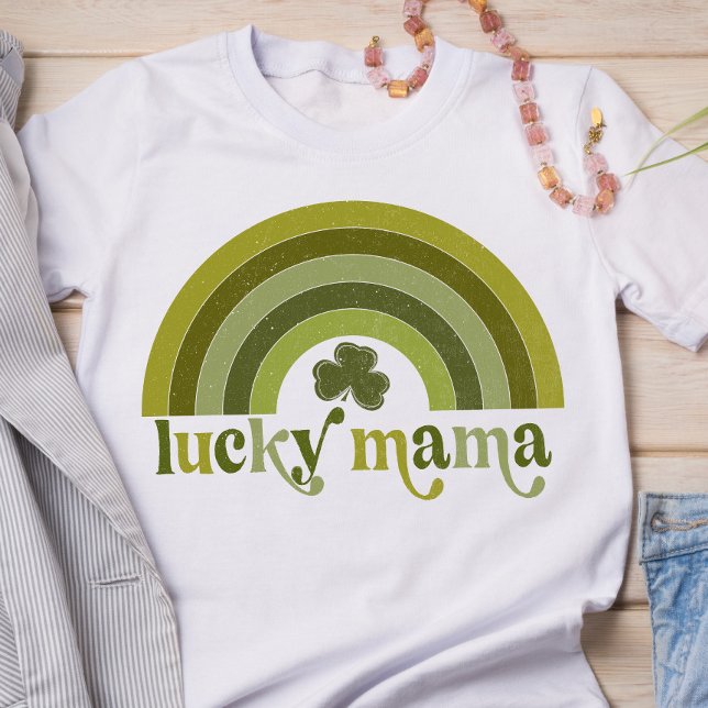 T-shirt Lucky Mama Retro St Patrick's Day Word Art Arc en  (Créateur téléchargé)