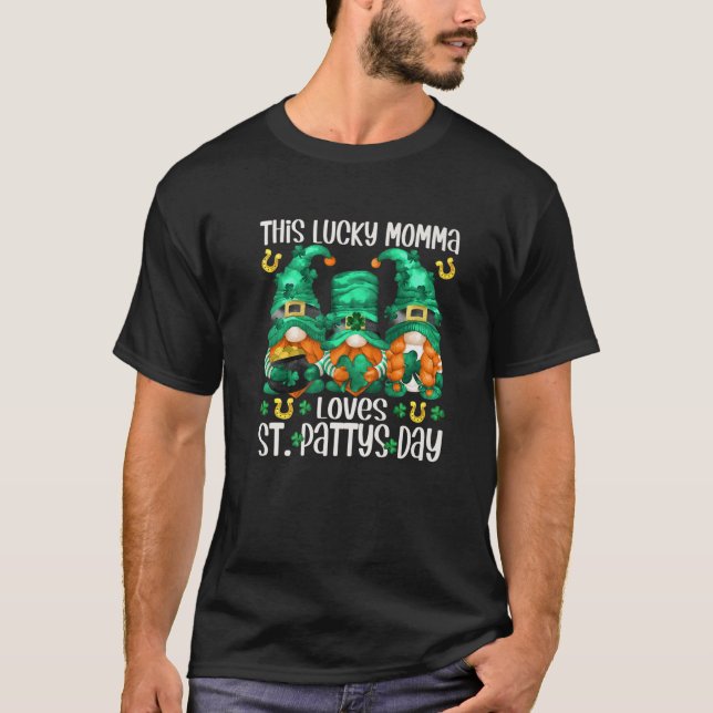 T-shirt Lucky Momma Aime St. Pattys Jour Gnomes Holding Sh (Devant)
