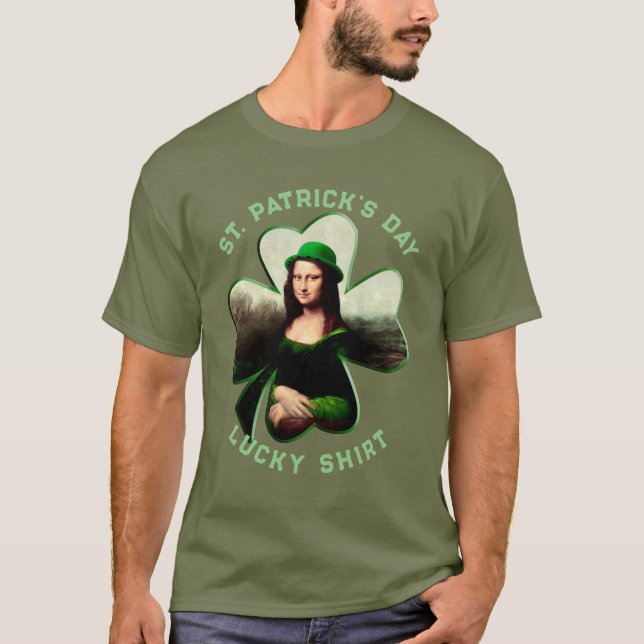 T-shirt Lucky Mona Lisa St. Patrick's Day (Devant)