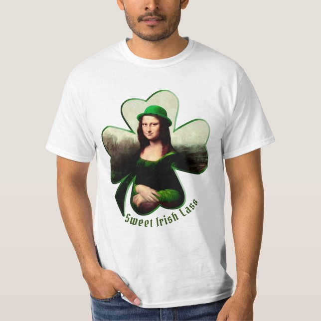 T-shirt Lucky Mona Lisa St. Patrick's Day (Devant)