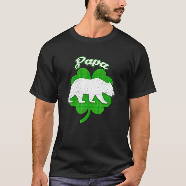 T-shirt Lucky Papa Bear Clover Irish Funny Matching St Pat (Devant)