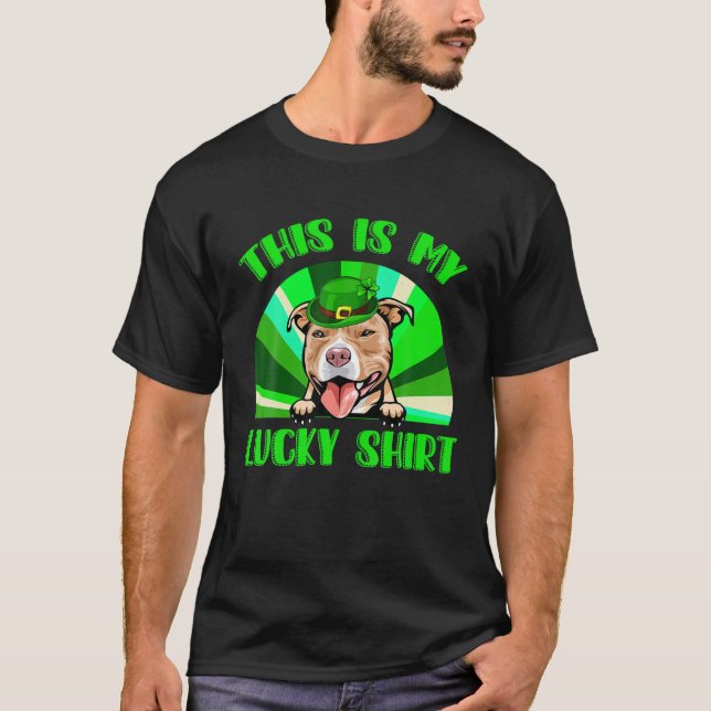 T-shirt Lucky Pitbull Shamrock Jour de la Saint Patrick To (Devant)